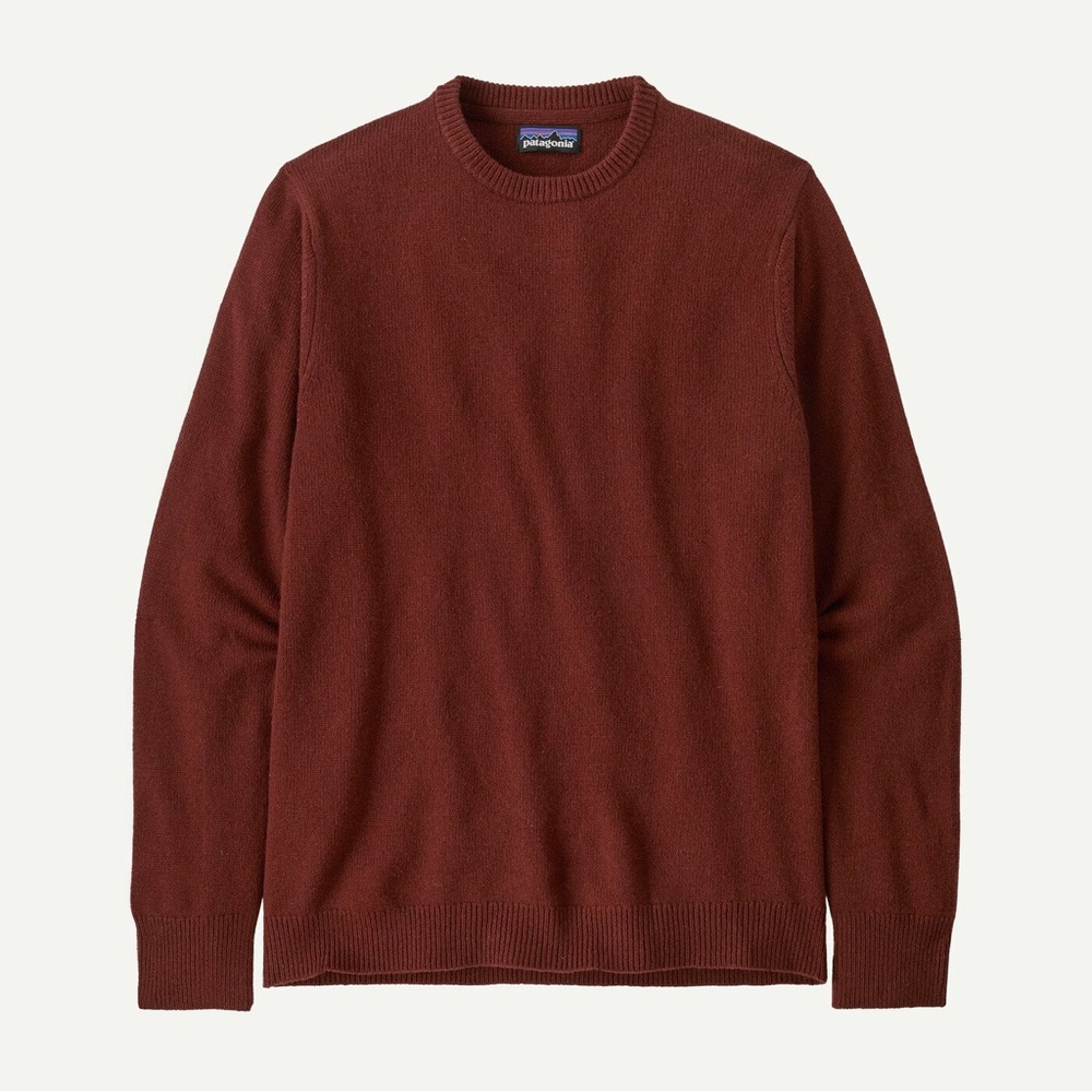 Patagonia Men's Recycled Cashmere Crewneck Sweater Dried Vanilla Burnt Red XL